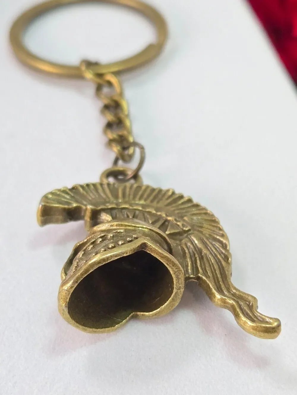Spartan Helmet Keychain Gold Bronze Warrior Roman Greek Mascot Key Ring